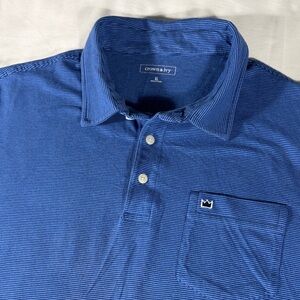 Crown & Ivy mens blue thin horizontal striped short sleeve polo shirt - size XL